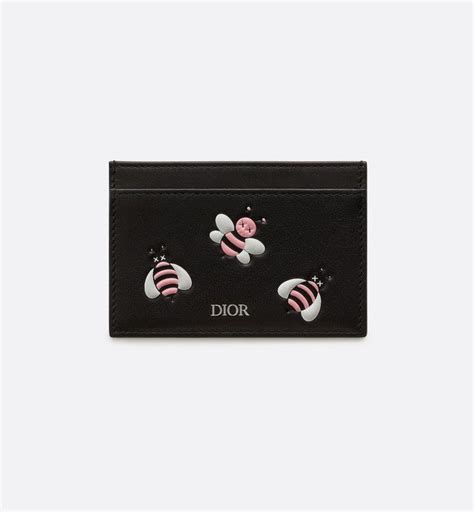 dior card holder kaws|DIOR x KAWS Black Card Holder with Pink Bees.